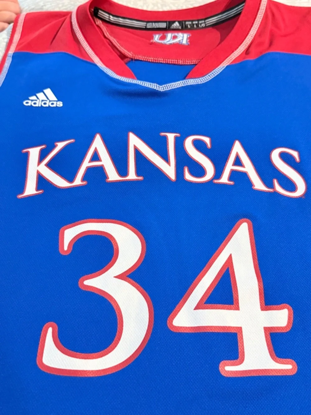 Adidas Kansas Jayhawks Basketball Jersey #34 Men’s Large